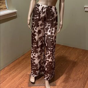 Bellambra Brown and White Women's Wide-Leg Pants L